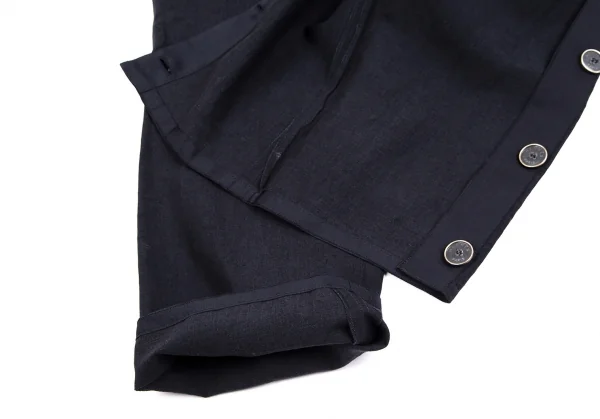 エルメスHERMES サイドボタンリネンパンツ 紺36 K-111141_010