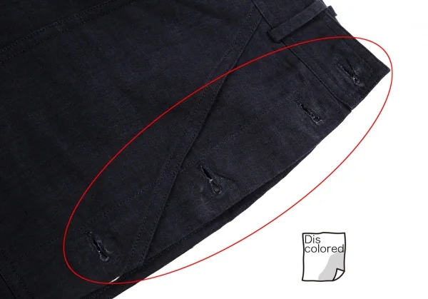 エルメスHERMES サイドボタンリネンパンツ 紺36 K-111141_011