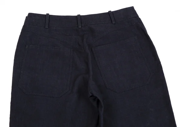 エルメスHERMES サイドボタンリネンパンツ 紺36 K-111141_013