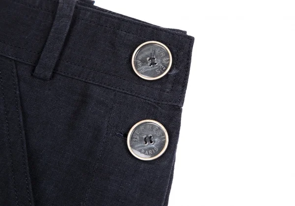 エルメスHERMES サイドボタンリネンパンツ 紺36 K-111141_003
