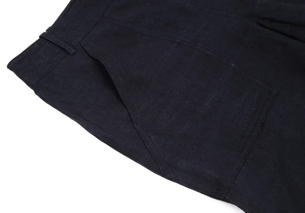 エルメスHERMES サイドボタンリネンパンツ 紺36 K-111141_005