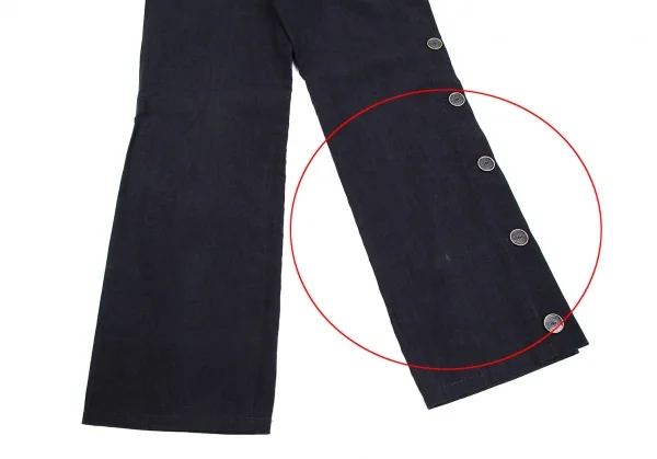 エルメスHERMES サイドボタンリネンパンツ 紺36 K-111141_006