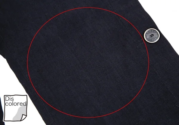 エルメスHERMES サイドボタンリネンパンツ 紺36 K-111141_007