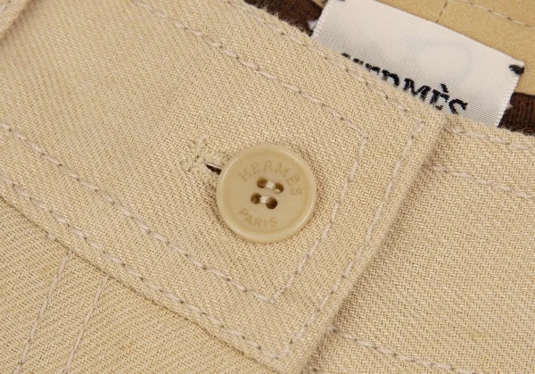 HERMES Lining Pattern Linen Pants K-111142_003