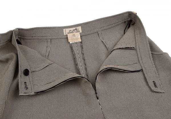 エルメスHERMES 金具デザインストライプラップスカートパンツ アイボリー黒40 K-111150_010