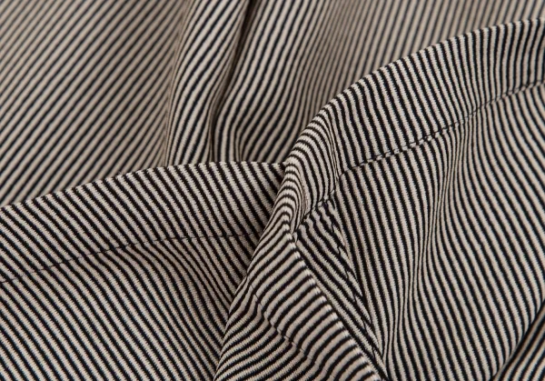 エルメスHERMES 金具デザインストライプラップスカートパンツ アイボリー黒40 K-111150_014