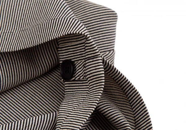 エルメスHERMES 金具デザインストライプラップスカートパンツ アイボリー黒40 K-111150_015