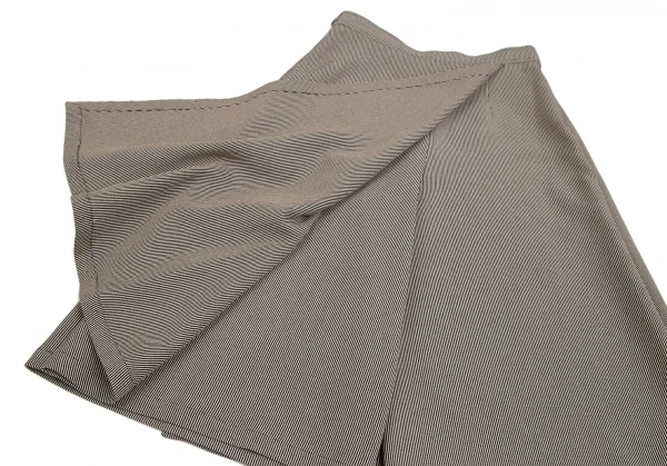 エルメスHERMES 金具デザインストライプラップスカートパンツ アイボリー黒40 K-111150_017