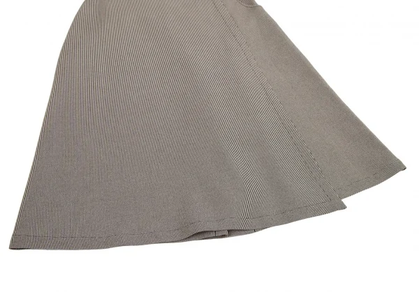 エルメスHERMES 金具デザインストライプラップスカートパンツ アイボリー黒40 K-111150_006