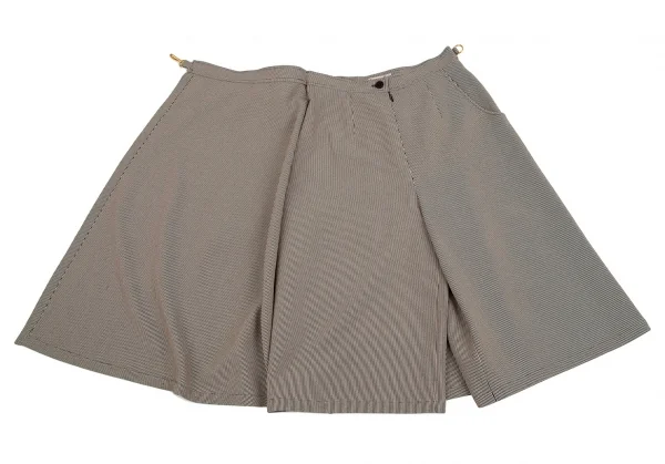 エルメスHERMES 金具デザインストライプラップスカートパンツ アイボリー黒40 K-111150_007