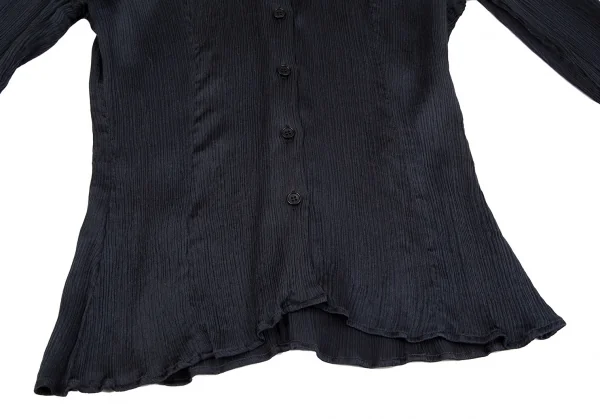 黒タグ ジョルジオ アルマーニGIORGIO ARMANI シワプリーツフードブラウス 紺38 K-111155_010