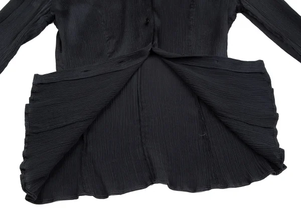 黒タグ ジョルジオ アルマーニGIORGIO ARMANI シワプリーツフードブラウス 紺38 K-111155_011