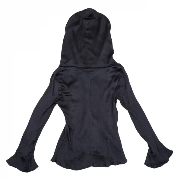黒タグ ジョルジオ アルマーニGIORGIO ARMANI シワプリーツフードブラウス 紺38 K-111155_012