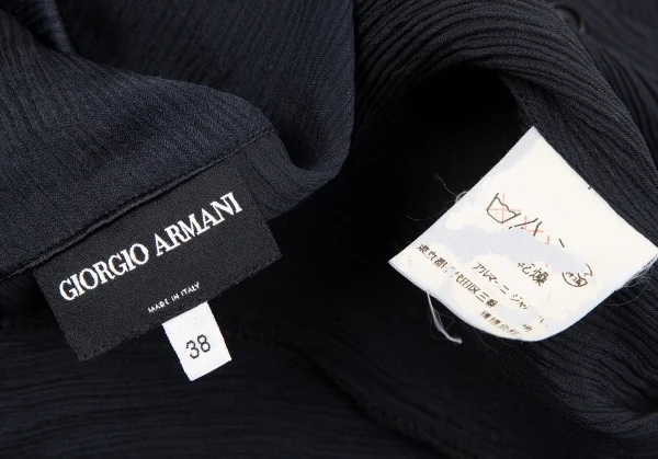 黒タグ ジョルジオ アルマーニGIORGIO ARMANI シワプリーツフードブラウス 紺38 K-111155_014