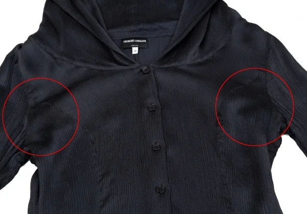黒タグ ジョルジオ アルマーニGIORGIO ARMANI シワプリーツフードブラウス 紺38 K-111155_004