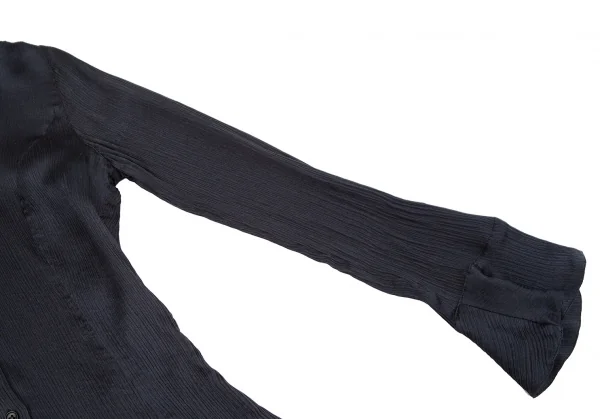 黒タグ ジョルジオ アルマーニGIORGIO ARMANI シワプリーツフードブラウス 紺38 K-111155_008