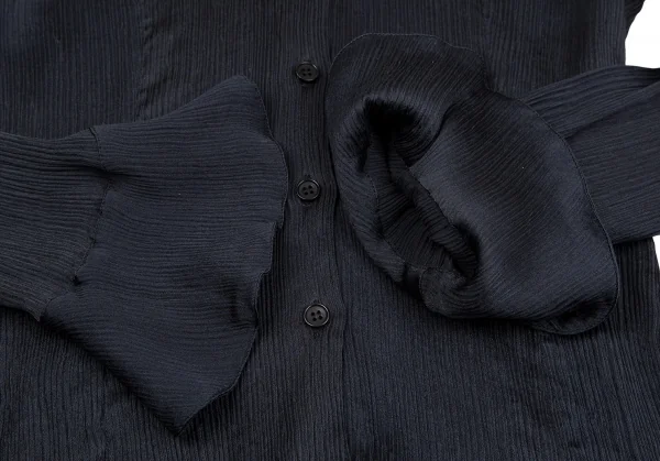 黒タグ ジョルジオ アルマーニGIORGIO ARMANI シワプリーツフードブラウス 紺38 K-111155_009