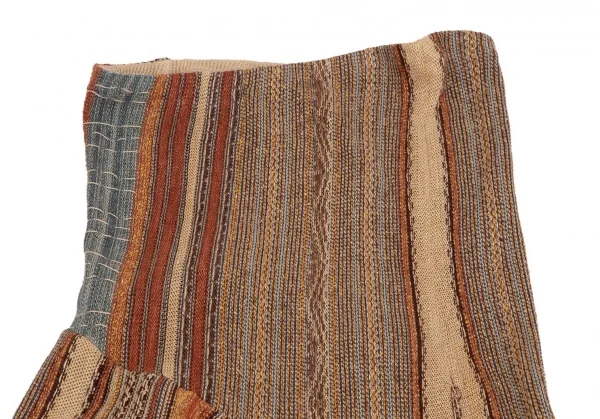 ラルフローレンRALPH LAUREN LAUREN ストライプジャガードフリルニットスカート 茶マルチS K-111159_009