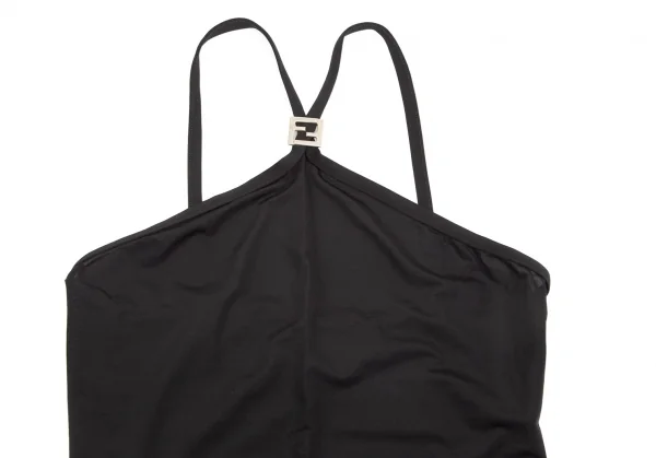 フェンディFENDI ズッカブローチストラップワンピース 黒42 K-111161_003