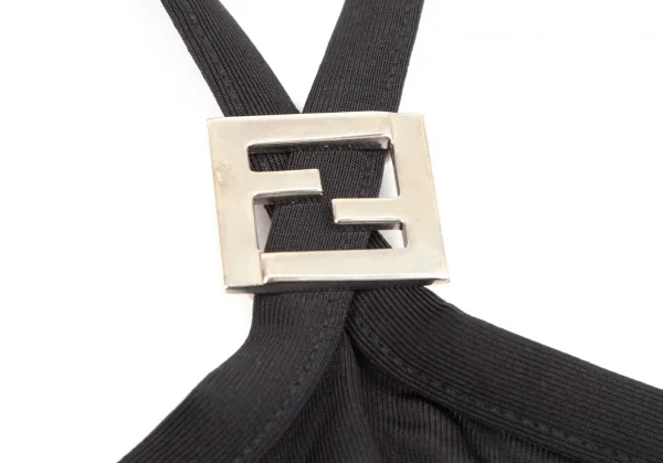 フェンディFENDI ズッカブローチストラップワンピース 黒42 K-111161_004