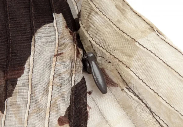 ジャンフランコフェレGIANFRANCO FERRE フローラルプリントストール装飾シースルータックプルオーバーブラウス 茶M位 K-111164_014