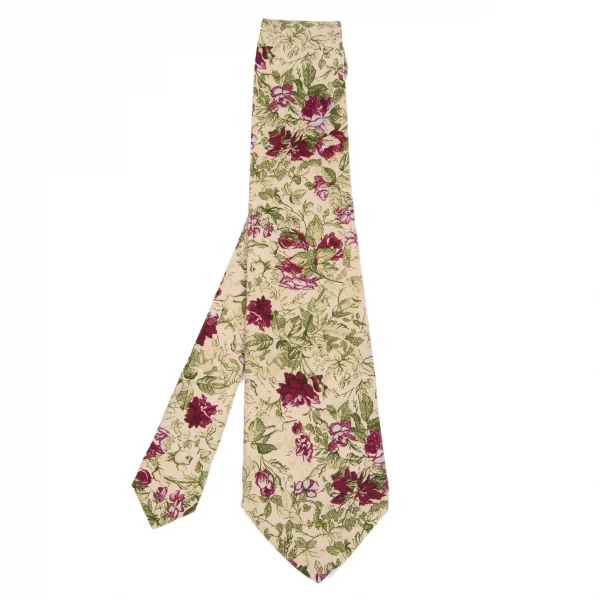 トラサルディーTRUSSARDI 花柄シルクネクタイ ベージュ K-111169_001