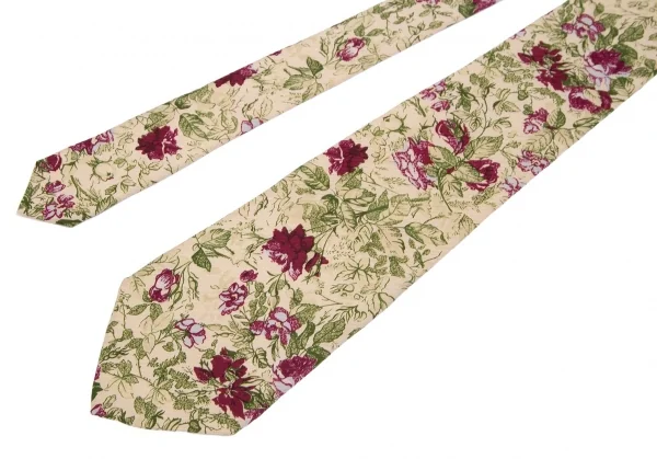 トラサルディーTRUSSARDI 花柄シルクネクタイ ベージュ K-111169_004