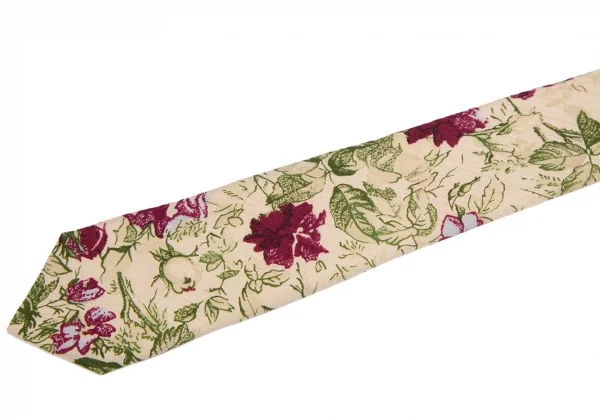 トラサルディーTRUSSARDI 花柄シルクネクタイ ベージュ K-111169_005