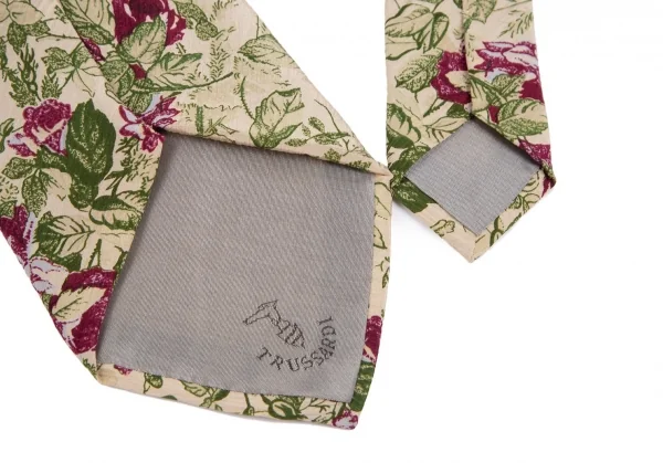 トラサルディーTRUSSARDI 花柄シルクネクタイ ベージュ K-111169_007