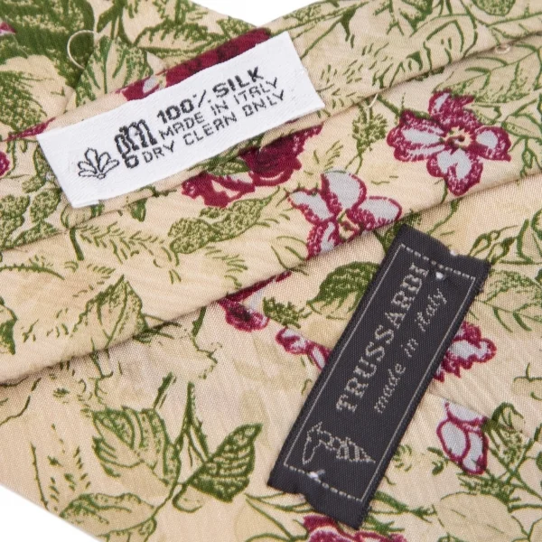 トラサルディーTRUSSARDI 花柄シルクネクタイ ベージュ K-111169_008