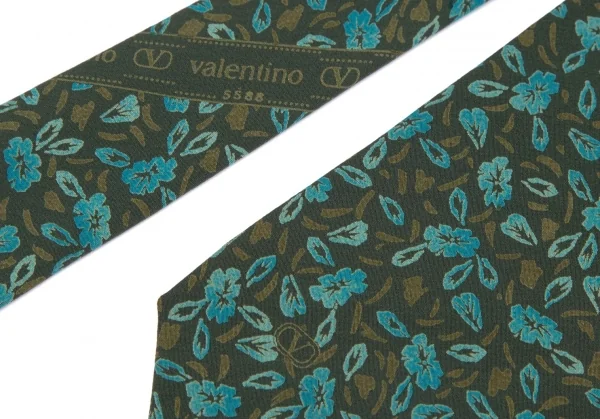 ヴァレンチノVALENTINO GARAVANI 花柄シルクネクタイ 緑 K-111170_005