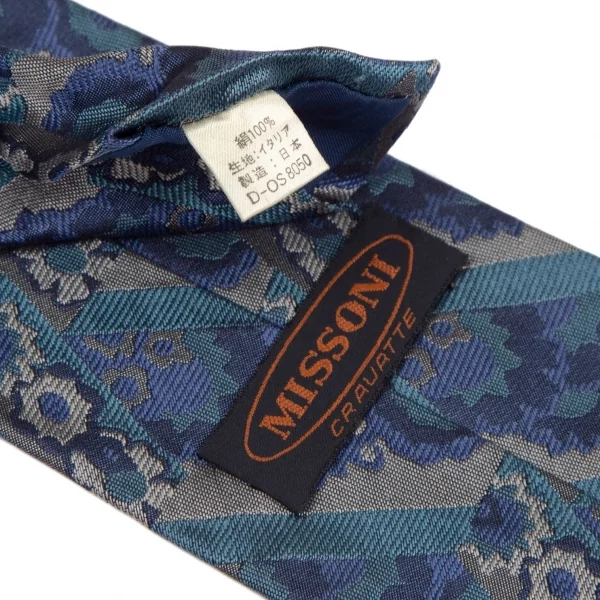 ミッソーニMISSONI ジャガードシルクネクタイ 青 K-111172_007