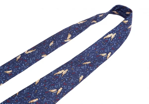 リキエルオムRYKIEL HOMME ミミズクプリントシルクネクタイ 紺 K-111173_003