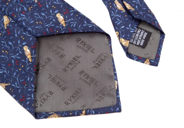 リキエルオムRYKIEL HOMME ミミズクプリントシルクネクタイ 紺 K-111173_006