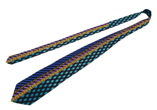 ジャンニヴェルサーチGIANNI VERSACE マルチプリントシルクネクタイ 黒マルチ K-111175_002