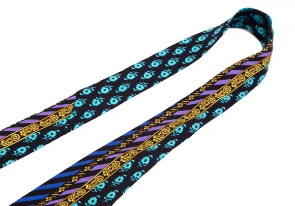 ジャンニヴェルサーチGIANNI VERSACE マルチプリントシルクネクタイ 黒マルチ K-111175_003