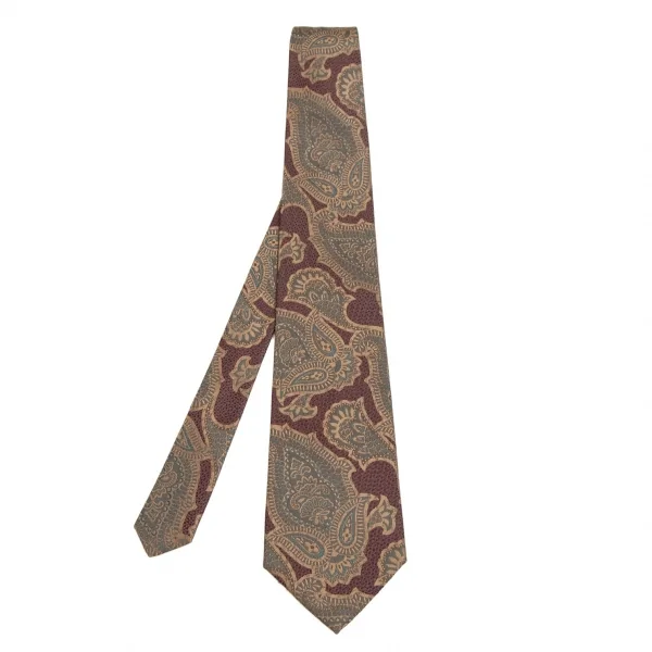 ジャンニヴェルサーチGIANNI VERSACE ペイズリージャガードトシルクネクタイ 茶 K-111176_001