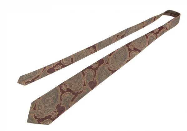 ジャンニヴェルサーチGIANNI VERSACE ペイズリージャガードトシルクネクタイ 茶 K-111176_002