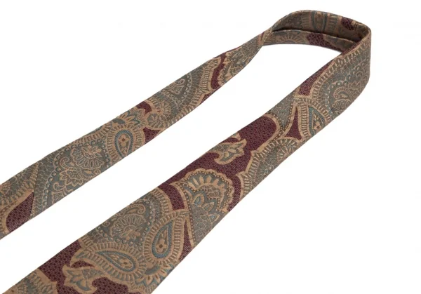 ジャンニヴェルサーチGIANNI VERSACE ペイズリージャガードトシルクネクタイ 茶 K-111176_003