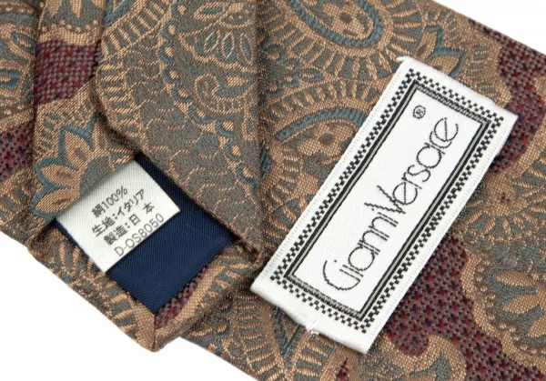 ジャンニヴェルサーチGIANNI VERSACE ペイズリージャガードトシルクネクタイ 茶 K-111176_009