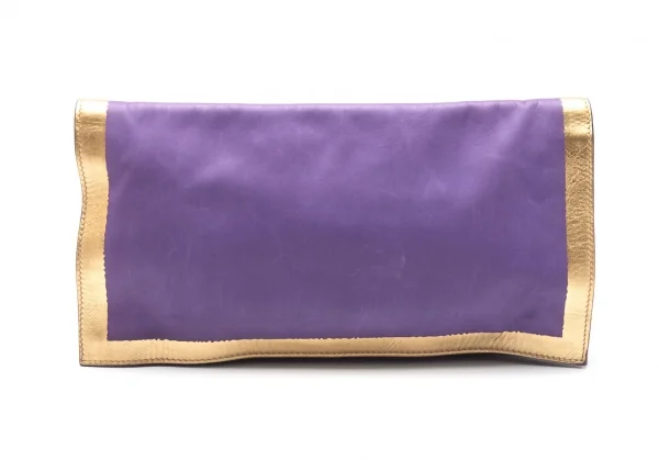 ボッテガヴェネタ BOTTEGA VENETA フォイルプリントレザークラッチバッグ 紫 K-111178_004