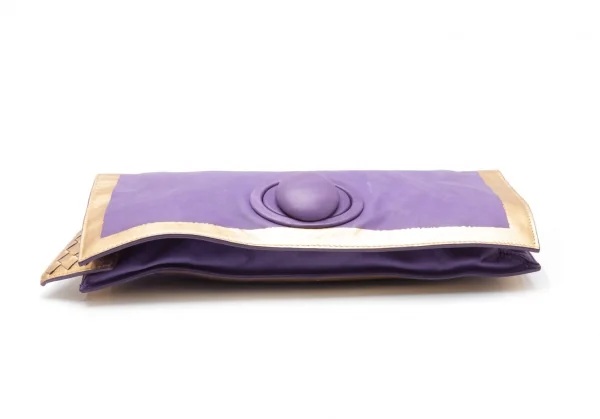 ボッテガヴェネタ BOTTEGA VENETA フォイルプリントレザークラッチバッグ 紫 K-111178_006