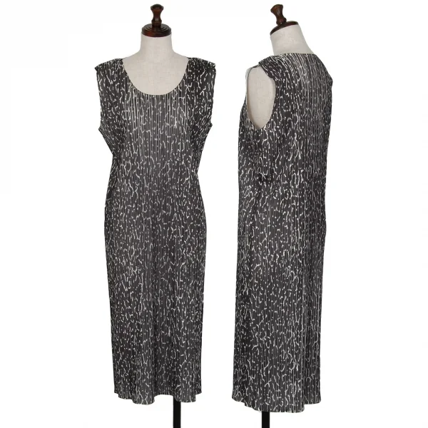 PLEATS PLEASE Splash Print Sleeveless Dress Black,White F K-111229_001