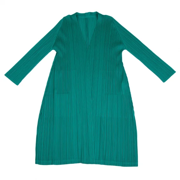 プリーツプリーズPLEATS PLEASE ボタンレスロングカーディガン エメラルド2 K-111233_002