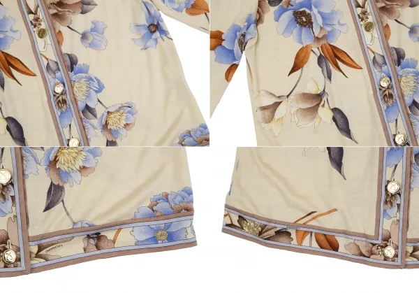 レオナールLEONARD フローラルメタルボタンカーディガン ベージュL K-111247_010