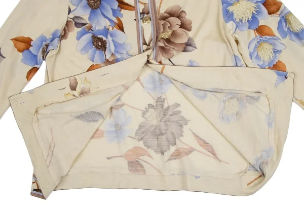 レオナールLEONARD フローラルメタルボタンカーディガン ベージュL K-111247_011