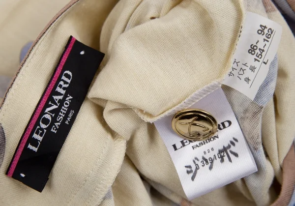 レオナールLEONARD フローラルメタルボタンカーディガン ベージュL K-111247_019