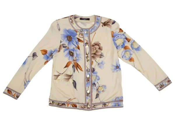 レオナールLEONARD フローラルメタルボタンカーディガン ベージュL K-111247_002