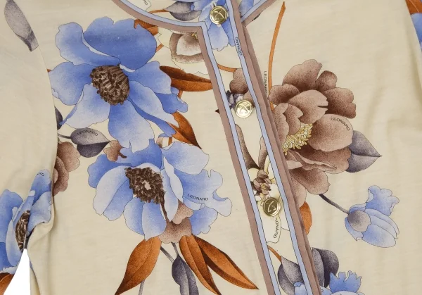 レオナールLEONARD フローラルメタルボタンカーディガン ベージュL K-111247_007