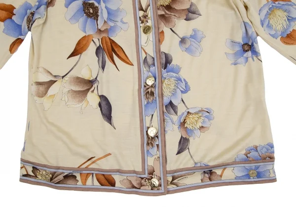 レオナールLEONARD フローラルメタルボタンカーディガン ベージュL K-111247_009